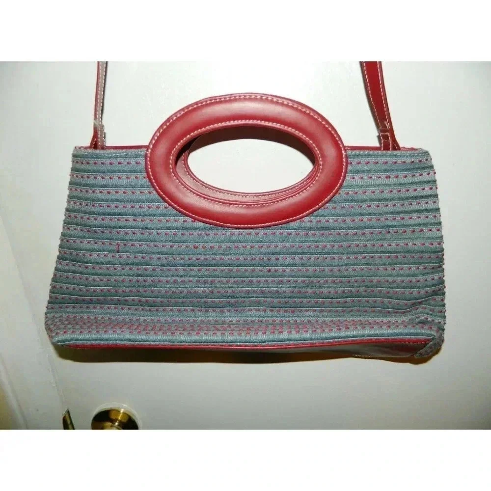 LIZ CLAIBORNE Blue & Red Country Chic Hobo Bag